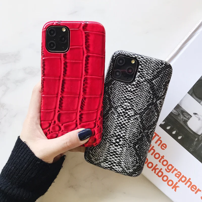 Фото Чехол для iphone 12 Mini, 11, 13 pro, XS MAX, X, XR, 7, 8, 6 plus, из искусственной кожи под змеиную кожу №3