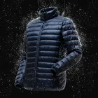 Мужская Легкая водонепроницаемая пуховая куртка, Новое поступление 2021, осенне-зимние мужские Модные Пуховики с воротником-стойкой