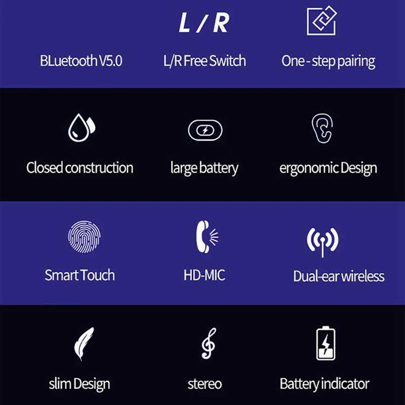 

Wireless Bluetooth Earbud High Quality, TWS Binaural Mini In-earplugs HeadMounted Sports VivoOPPO Huawei Apple Android Universal