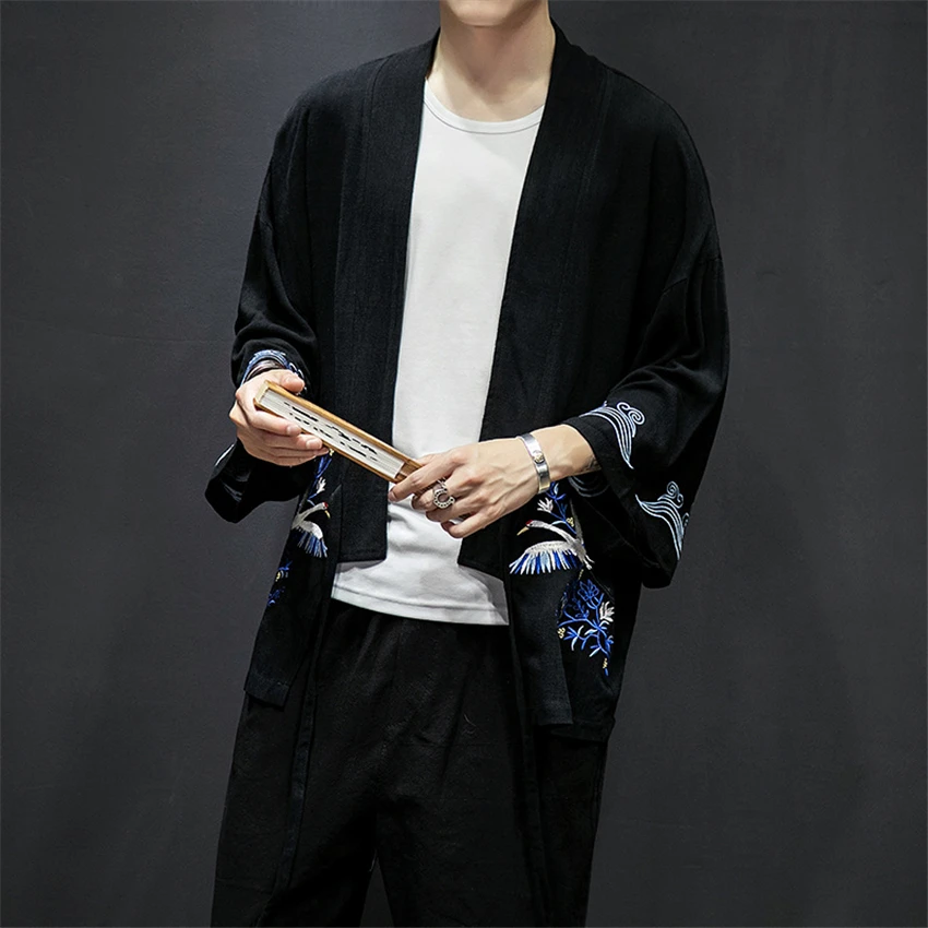 Новая мужская одежда в японском стиле с вышивкой Haori улучшенная традиционная