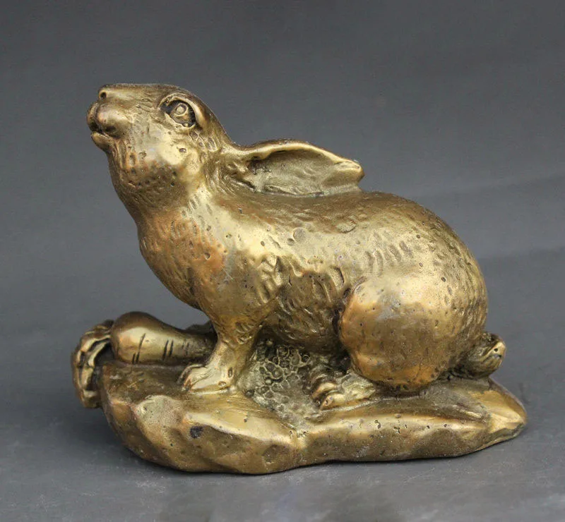 Lucky Китайский Фэншуй медный латунный год Зодиак кролик с морковкой