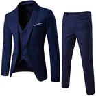 Для мужчин, набор одежды из 3 шт. черные элегантные костюмы с брюками бренда Slim Fit костюм с одной пуговицей вечерние торжественное платье в деловом стиле костюм мужской Terno # YL10