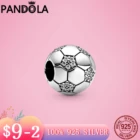 Новинка 2021, блестящие бусины-шармы в виде футбольного мяча из серебра 100%, подходят для оригинального браслета Pandora, серебряные ювелирные изделия в подарок