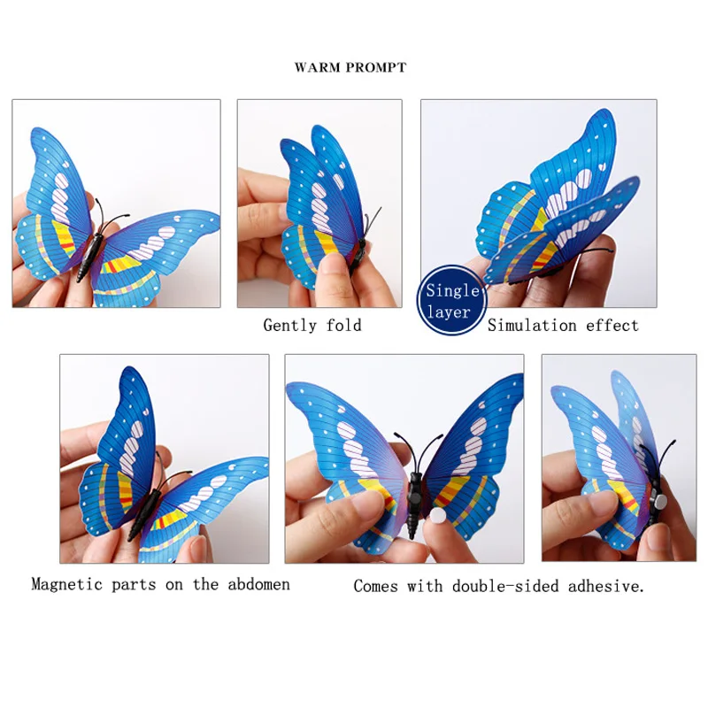 

12Pcs/set 3D black Pteris Butterfly Wall Sticker living room Home Butterflies decorations Magnet stickers wedding decoration