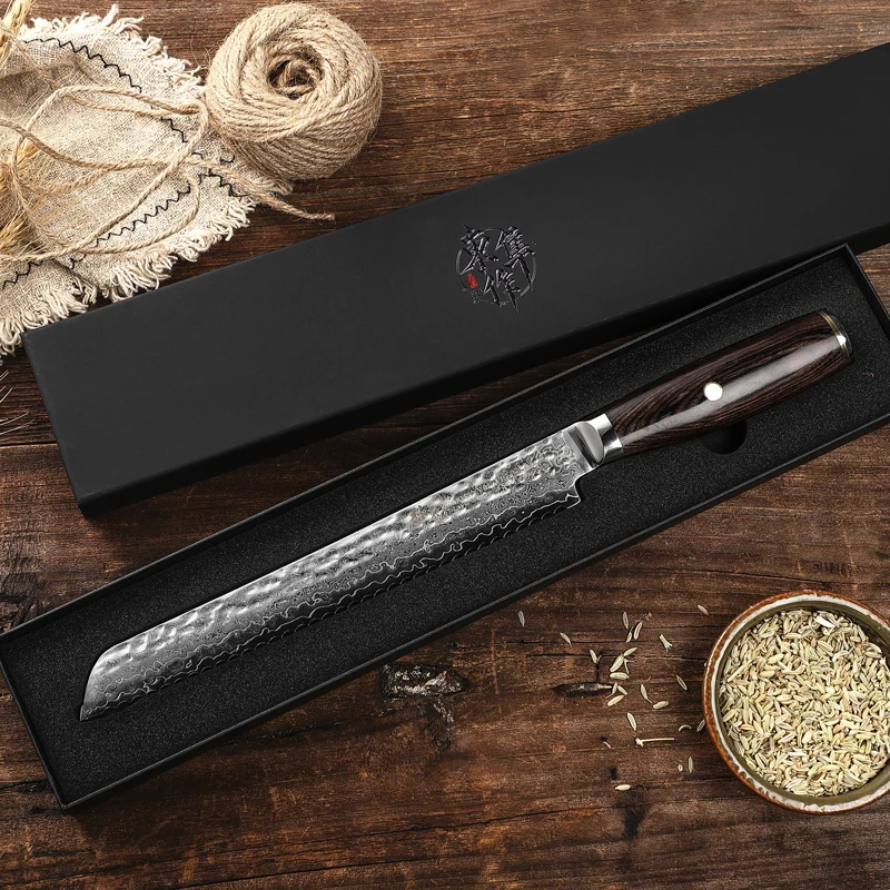 Нож кухонный из дамасской стали Kyokuto 67-слойный V-образный золотистый 10 дюймов -