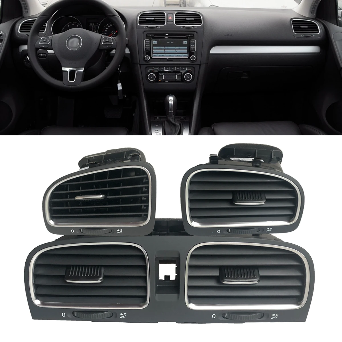 

New Dashboard Car AC Heater Control Air Outlet Vent For Volkswagen Golf 6 R32 GTI 2011 2012 2013 5KD819728 5KD819703 5KD819704