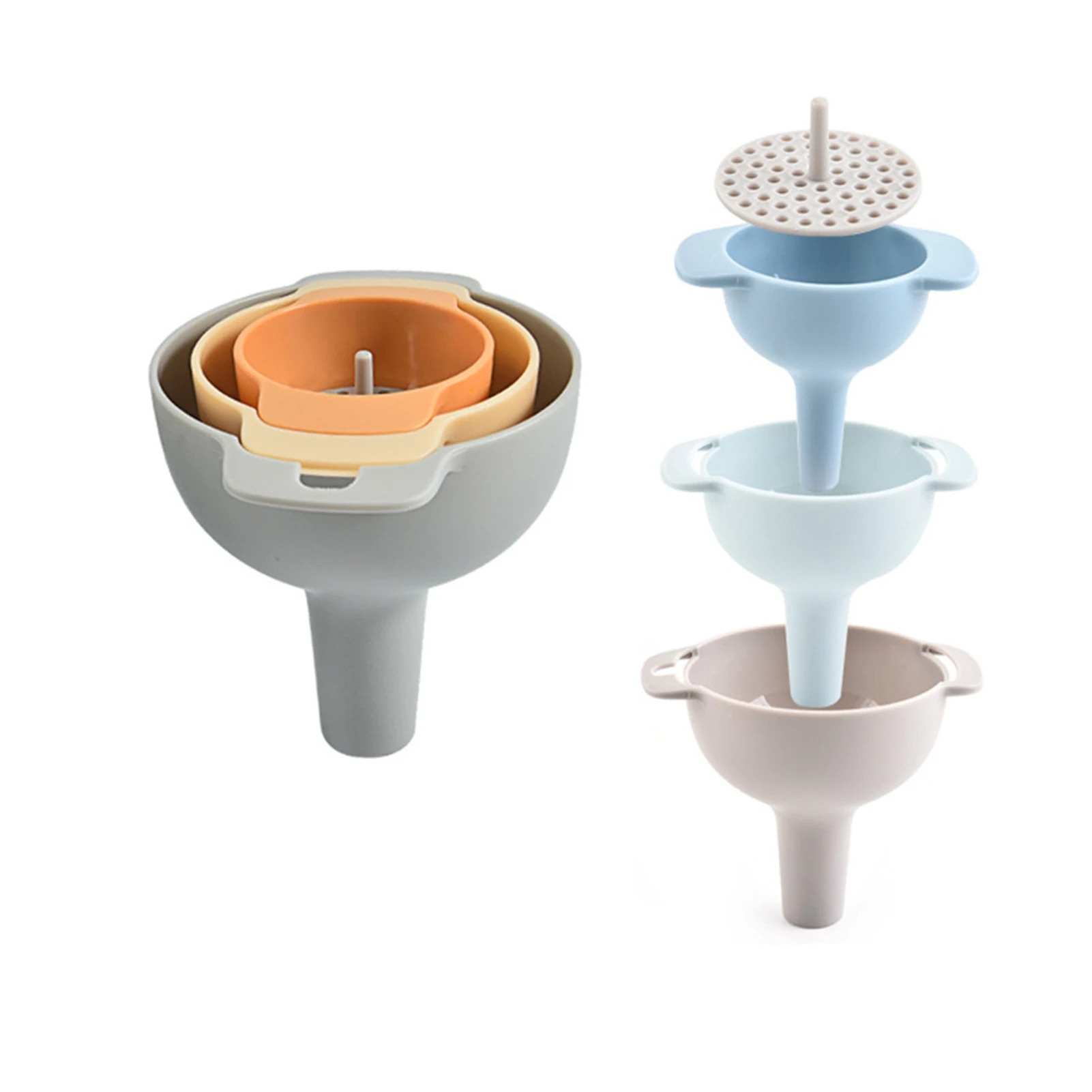 

4 in 1 Transfer Practical Durable Convenient Multifunctional Oil/Liquid/Food/Powder/Wine Filter Funnel Kitchen Gadgets Tools