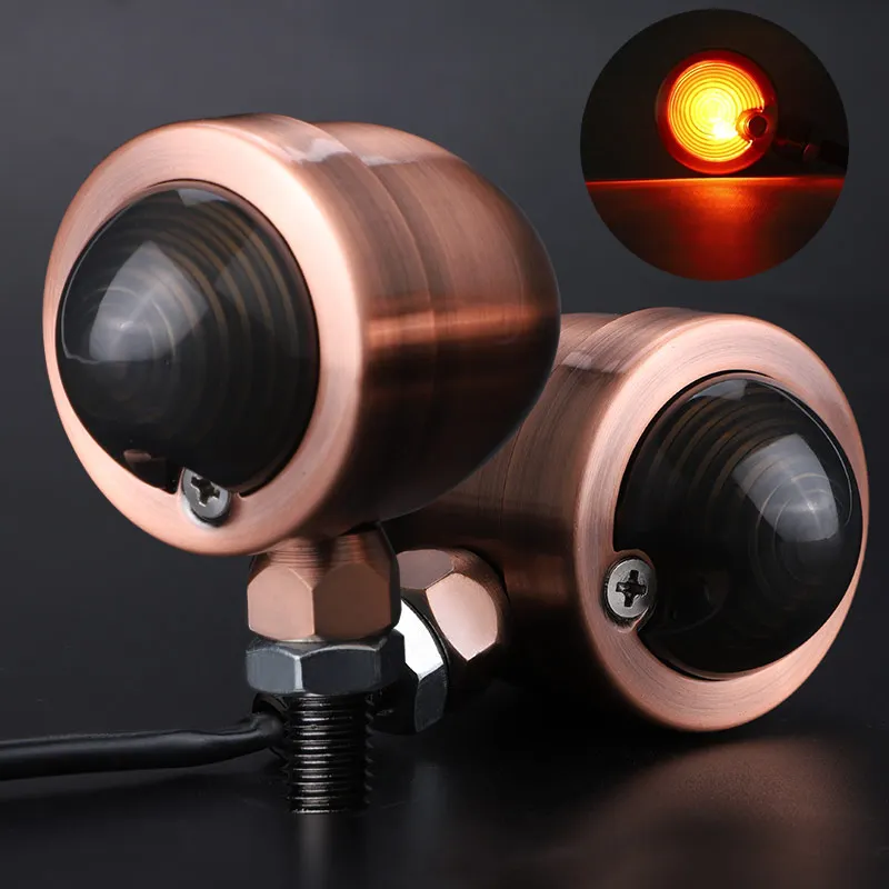 

Motorcycle Turn Signals Bronze Smoke Bullet Indicator Lamp Blinker Light for Honda for Suzuki Cafe Racer Bobber Chopper