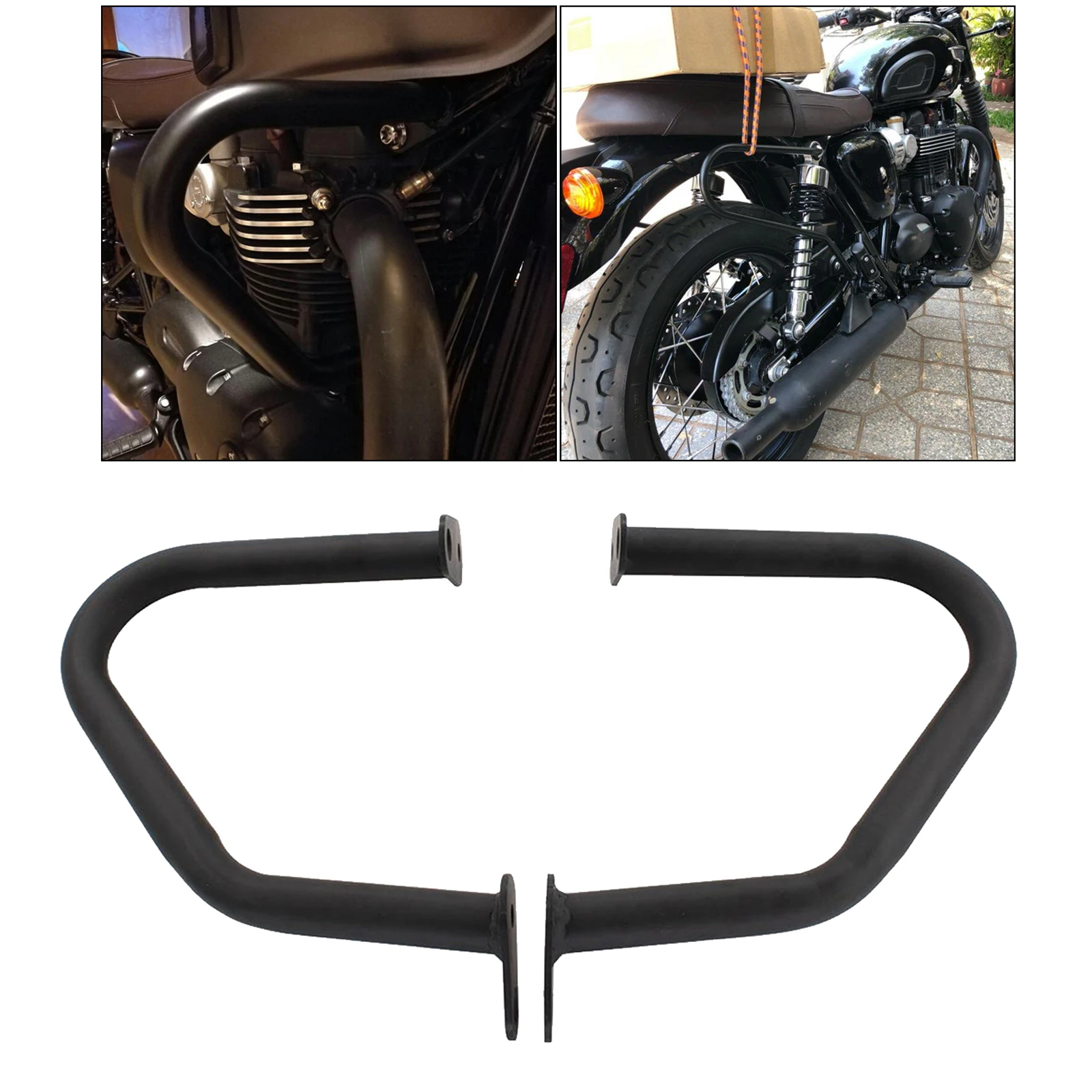 

2x Black Motorcycle Engine Guard Protector Crash Bars Replacement For Thruxton 1200 2016-2019