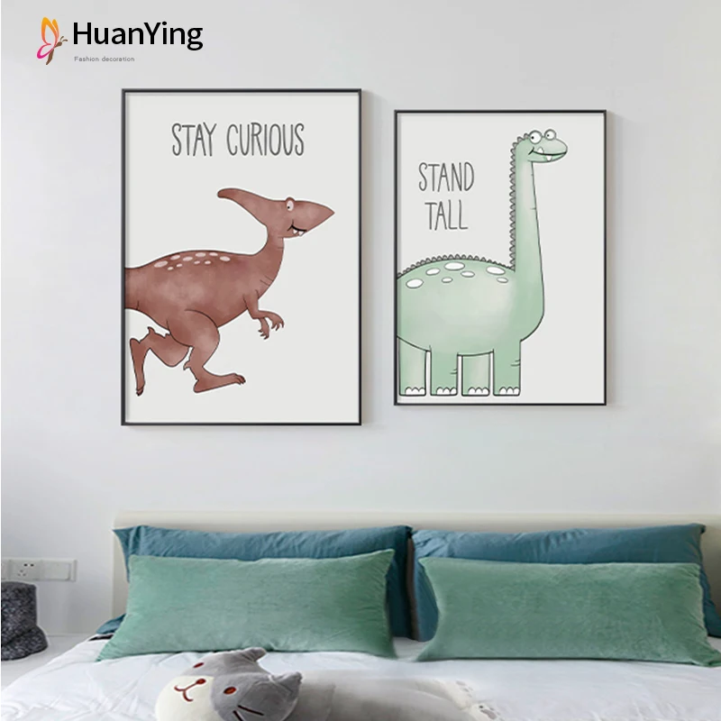

Nordic Toddler Animal Wall Art Dinosaur Posters and Prints Nursery Canvas Painting for Kids Baby Room Modern Home Decor Pictures