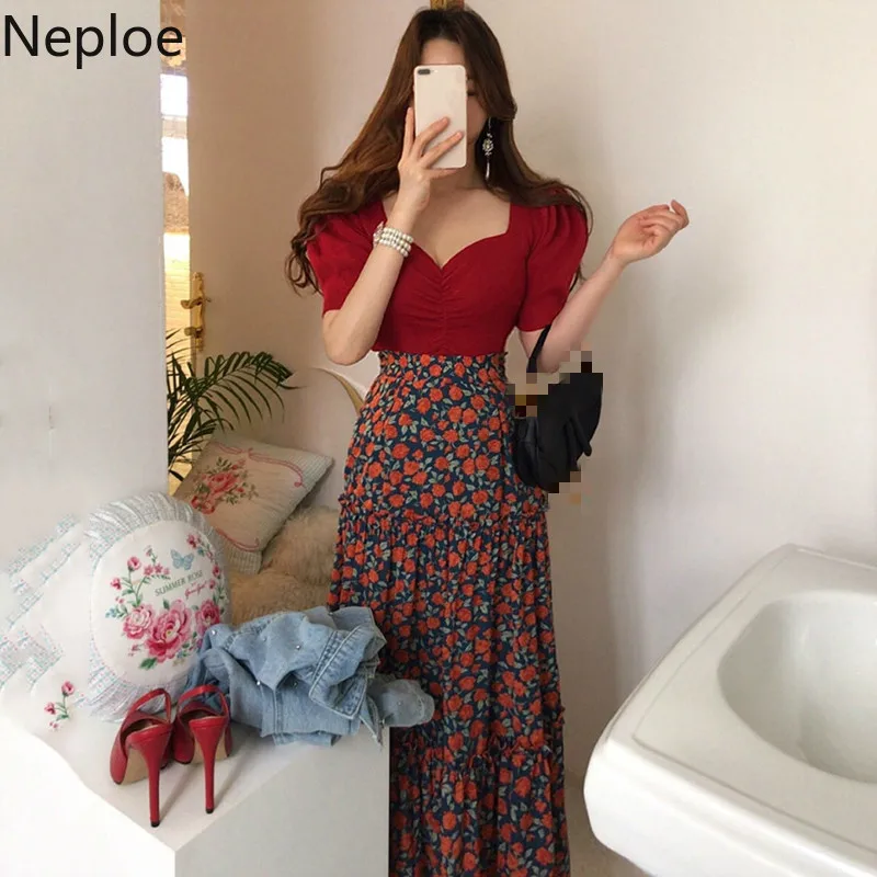 Neploe вязаные футболки женские корейские шикарные плиссированные Женские топы с V