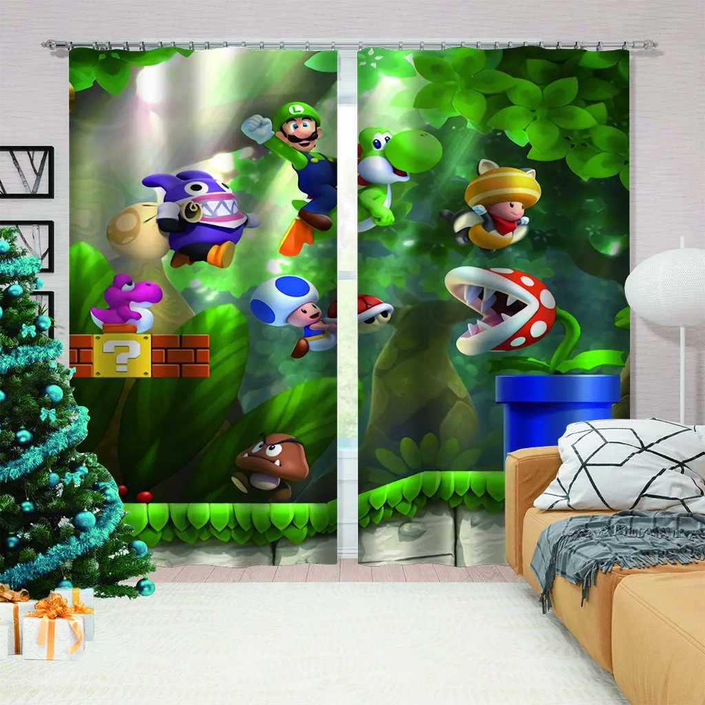 Супер Мари Bro 2 панелей/комплект Шторы блокировать ткань драп затемнение