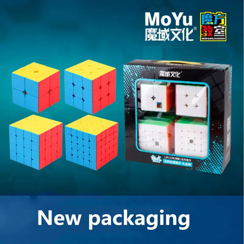 Colorful Набор кубиков из 4 предметов, 2x2x2, 3x3x3, 4x4x4, 5x5x5, магический куб, подарок MF2S MF3S MF4S MF5, кубик, игрушки, волшебный кубик, набор, профессиональный подарок - Цвет: Colorful