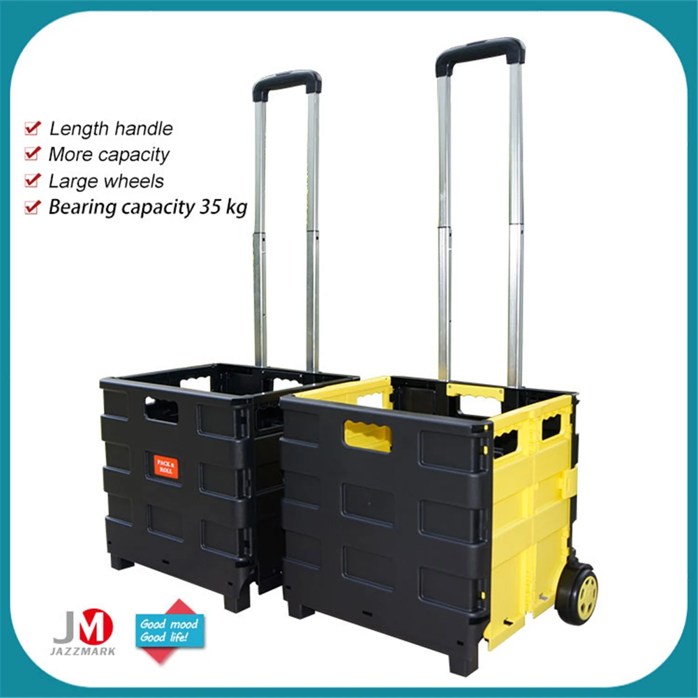 

LISM Collapsible Storage Crate Folding Utility Shopping Cart with Wheels Rolling Lid Support 140Lbs and 55L Capacity Durable