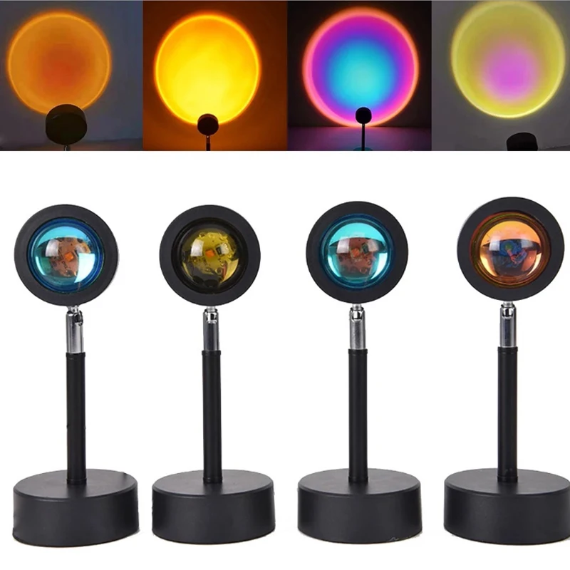 

Sunset Projection Lamp Rainbow Atmosphere Floor Lamp Bedroom Living Room Club LED Background Wall Decor Colorful Stand Light