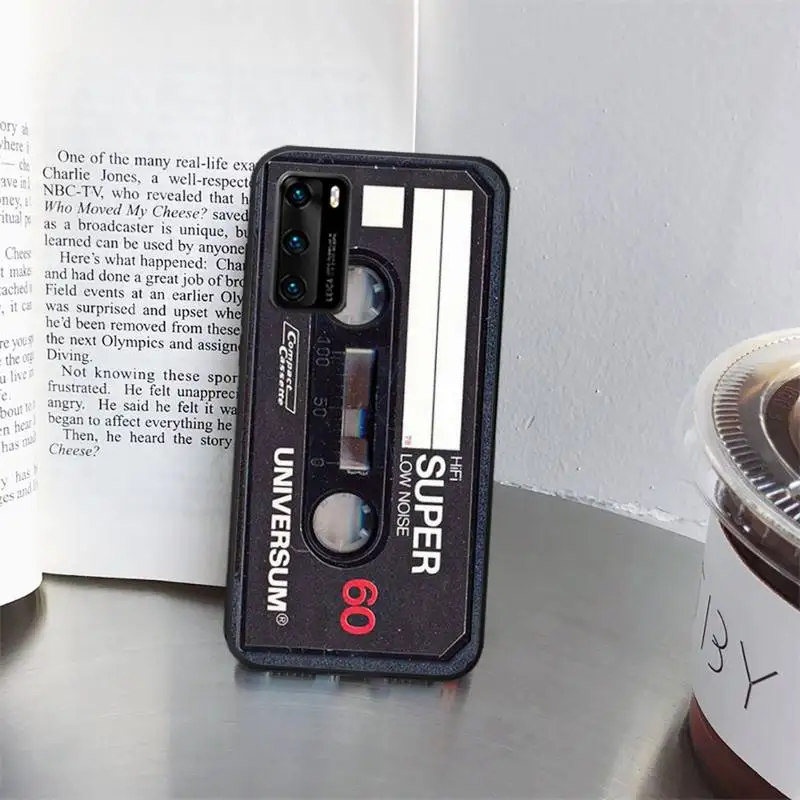 

Vintage Magnetic Tape Cassette Phone Case for huawei P40 pro lite P8 P9 P10 P20 P30 psmart 2019 2017 2018