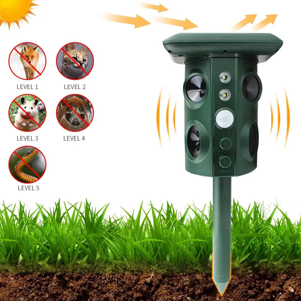 

Electronic 400Hz-1000Hz Ultrasonic Rat Repeller Solar Ultrasonic Repeller Animal Insect Outdoor Gopher Eco Friendly IP44