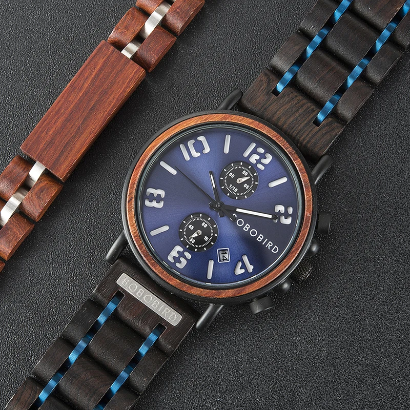 Мужские деревянные часы BOBO Bird мужские кварцевые военные водонепроницаемые
