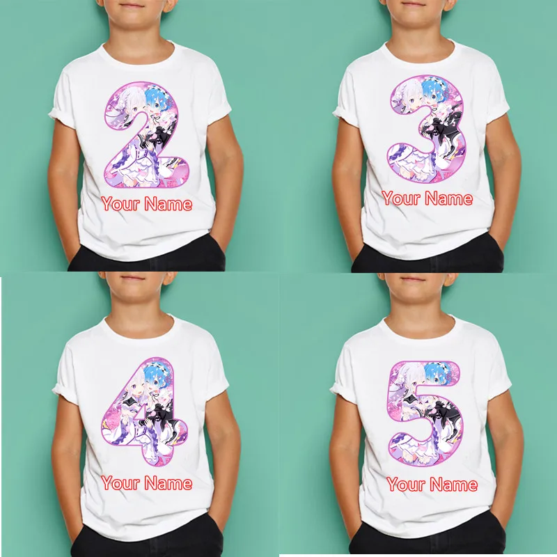 Футболка с принтом ReZero REM для мальчиков и девочек модная футболка унисекс круглым