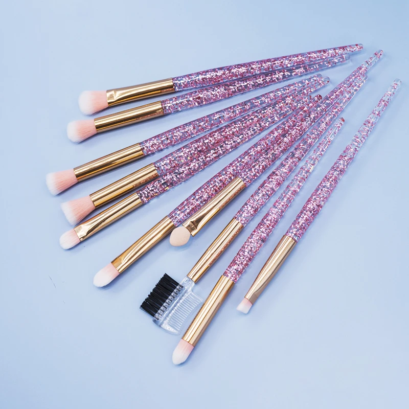 10pcs Glitter Lovely Pink Unicorn Eye Brushes Set Eyeliner Eyebrow Eyeshadow Makeup Cosmetic Beauty Tools | Красота и здоровье
