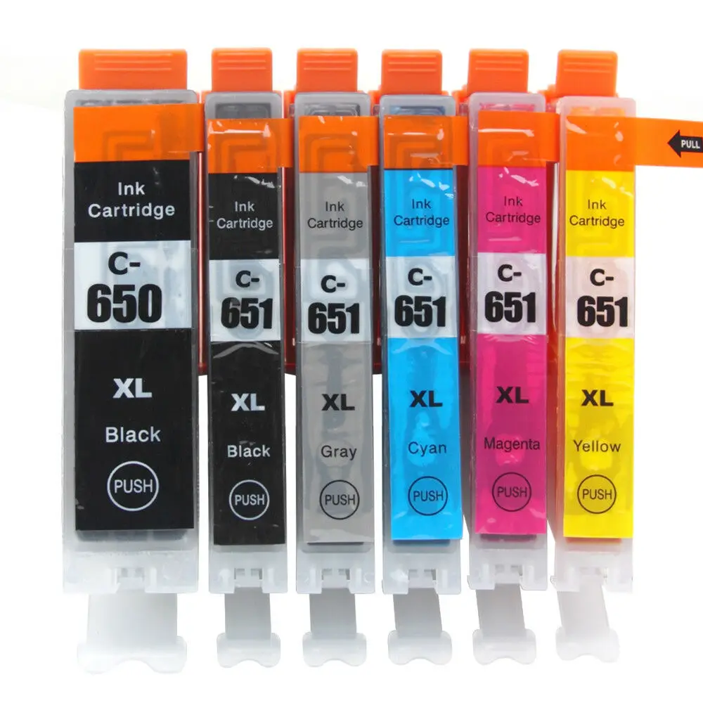 6PK совместимые чернильные картриджи PGI650 XL CLI651 для принтера Canon Pixma MG5660 MG6660 |