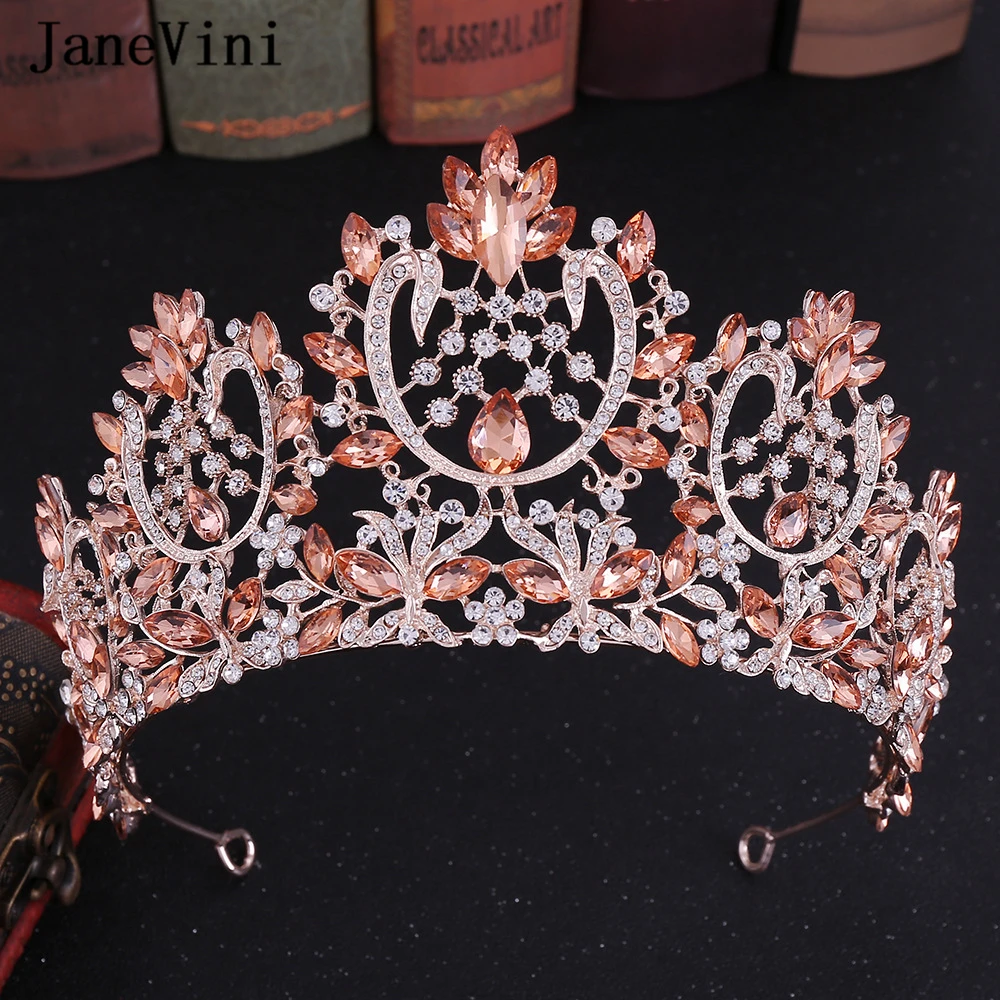 

JaneVini Luxury Crystal Bridal Crowns Tiaras Rhinestone Queen Diadem Headband for Wedding Women Pageant Jewelry Hair Accessories