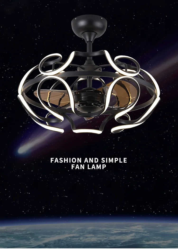 Скандинавская невидимая Люстра для вентиляторов 220 В с пультом ДУ|Потолочные