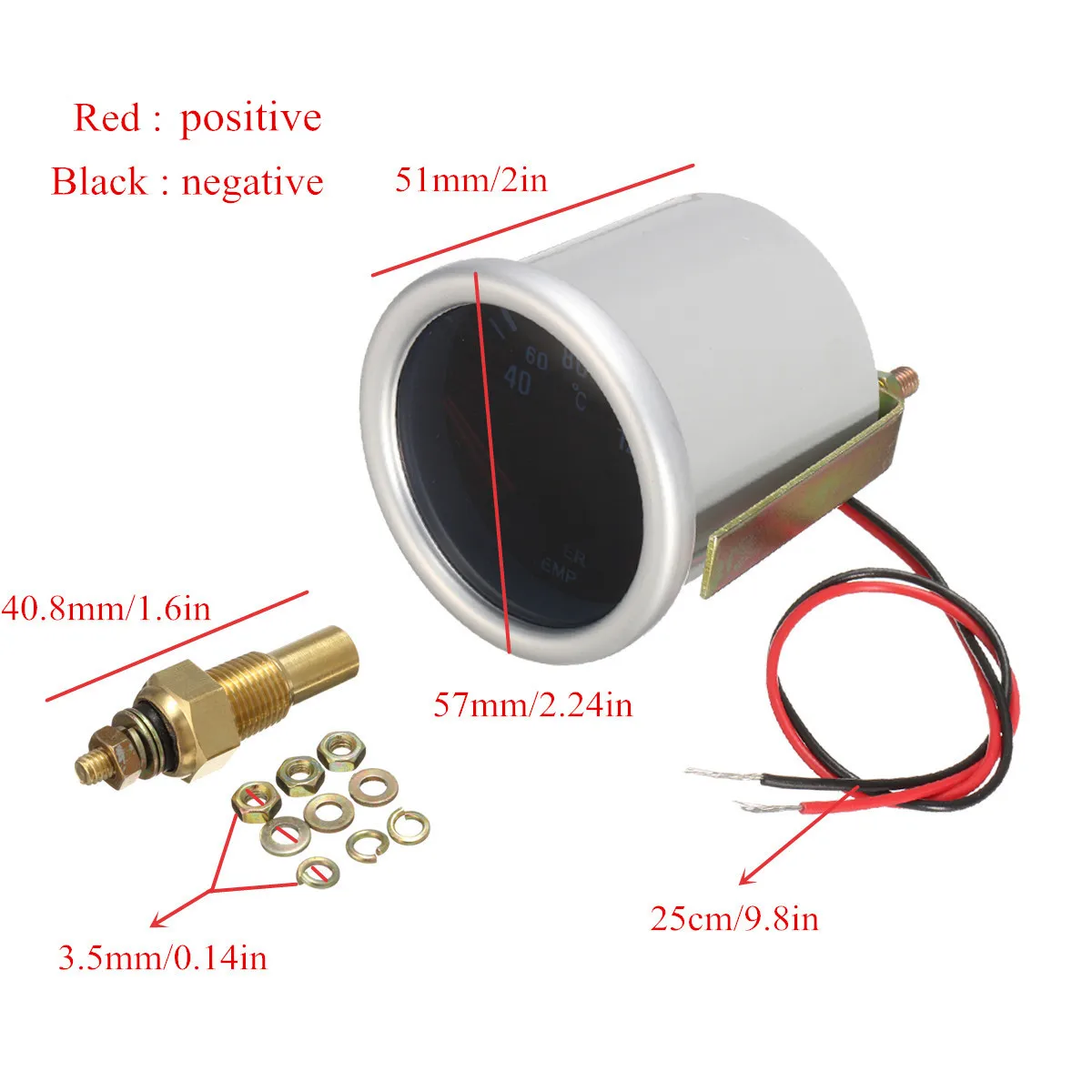 Универсальный автомобильный измеритель температуры воды ЖК дисплей с датчиком 52