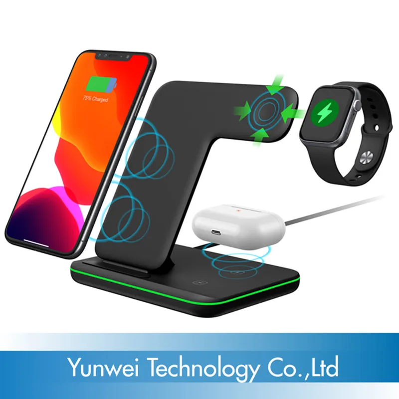 

3 in 1 Wireless Charging Stand For Apple Watch For iPhone 12 Pro/13/11/XS/ XR Airpods Pro 15W Qi Fast Wireless Chargers Station