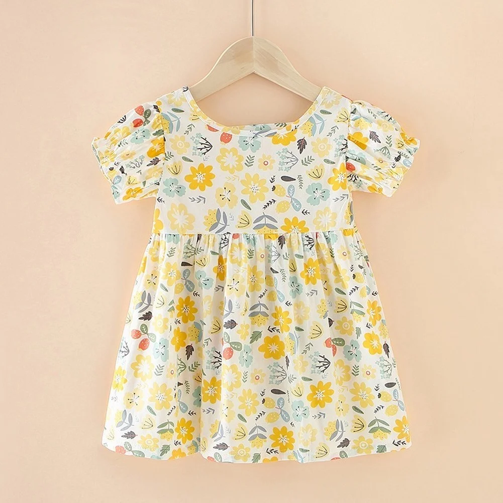 

Children's Retro Pastoral Dress Girls' Dress Summer Korean 2021Girls' Cotton Lantern Sleeve Princess Dress