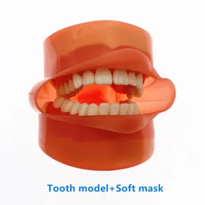 Стоматологическая модель фантомная головка, силиконовая маска с 28 винтовыми фиксированными зубами, система имитации полости рта