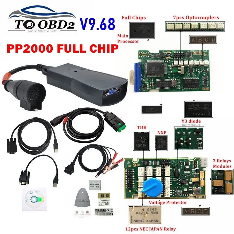 Новые полные чипы Diagbox V9.68 V8.55 V7.83 с прошивкой 921815C Lexia3 PP2000 V48/V25 Lexia 3 для Citroen/Peugeot