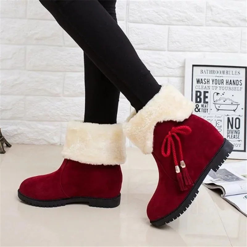 Новые ботильоны женские зимние ботинки на плоской платформе теплая обувь с