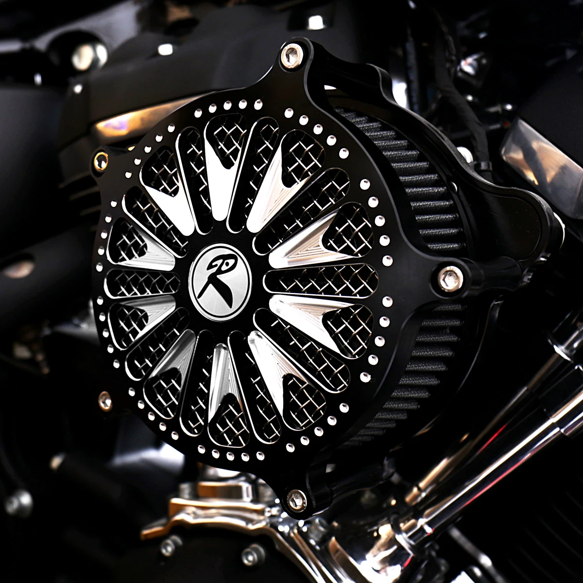 Мотоцикл черный Воздухоочиститель комплект подходит для Harley Street Bob FXBB