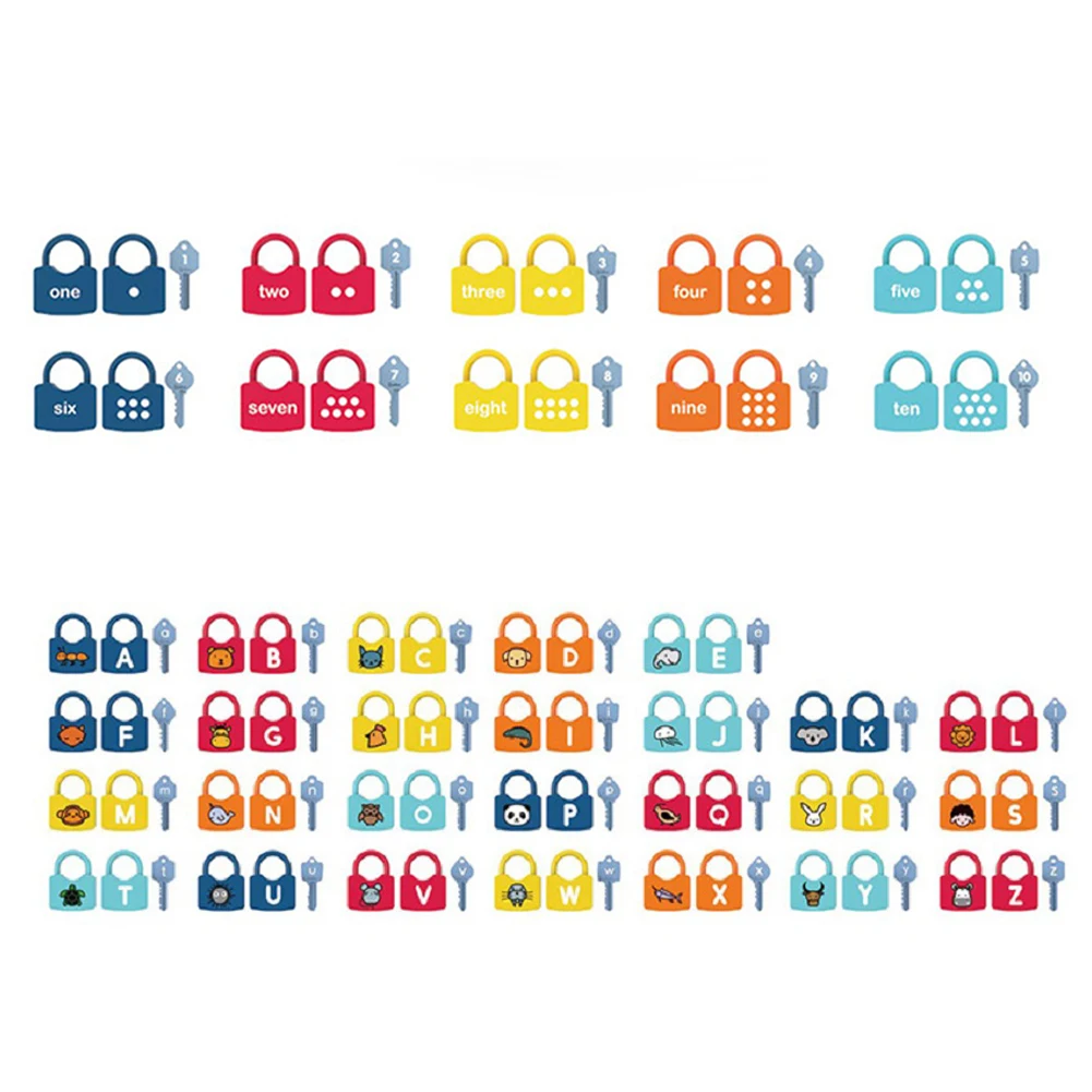 

Игрушки Монтессори, набор ключей для дошкольников, разблокированные Обучающие цифры, буквы познавательные, Детские Игрушки для раннего раз...