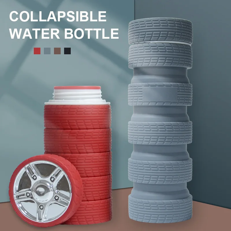 

Collapsible tires water bottle plastic reusable tumbler cup travel sport coffee mug portable juice drink foldable bottle