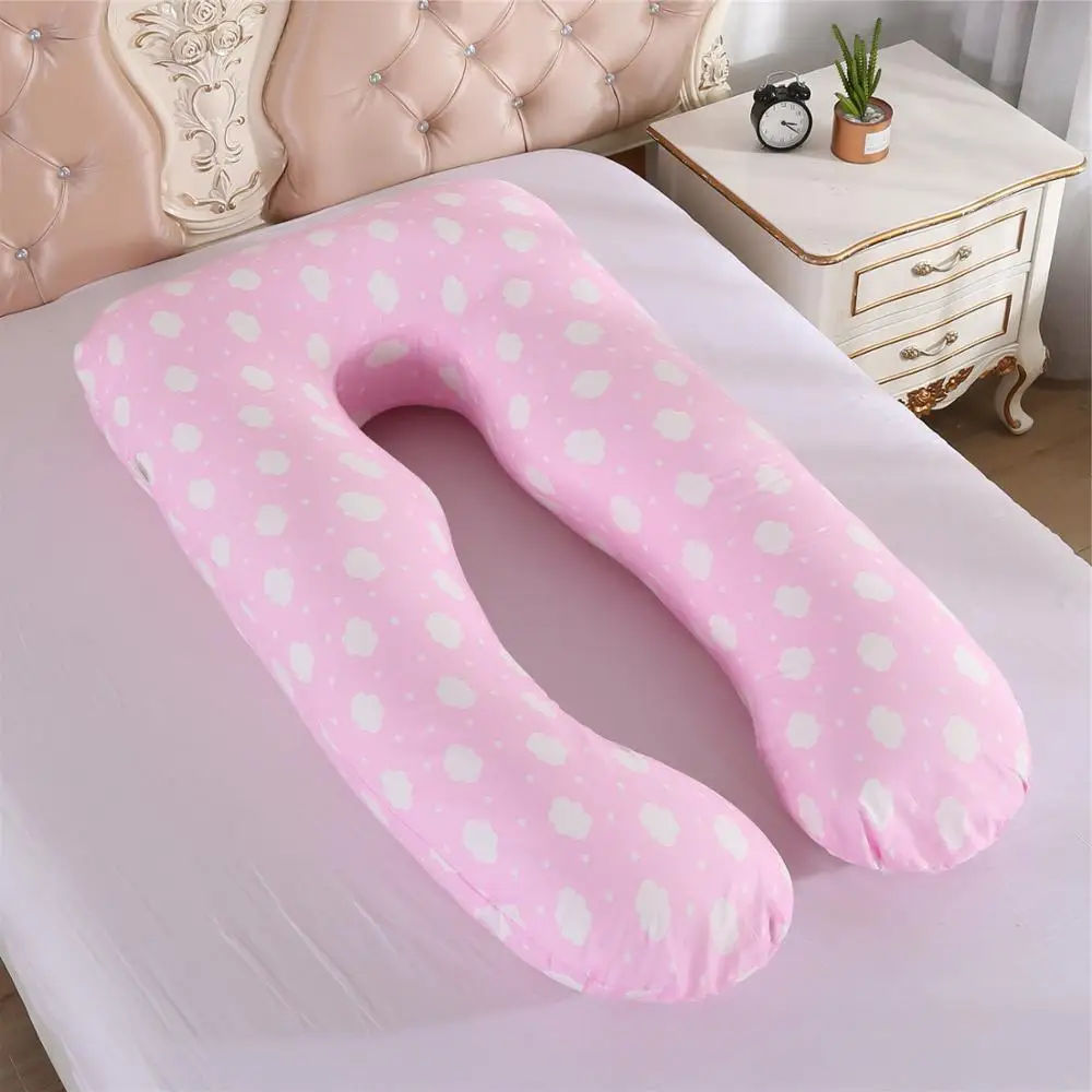 Cotton Pink Cloud U Форма Подушка для беременных и кормящих всего тела хлопковая наволочка подушки для беременных для спящий на боку Беременность Для женщин спальный Поддержка постельные принадлежности подушка для беременных - Цвет: Cotton Pink Cloud