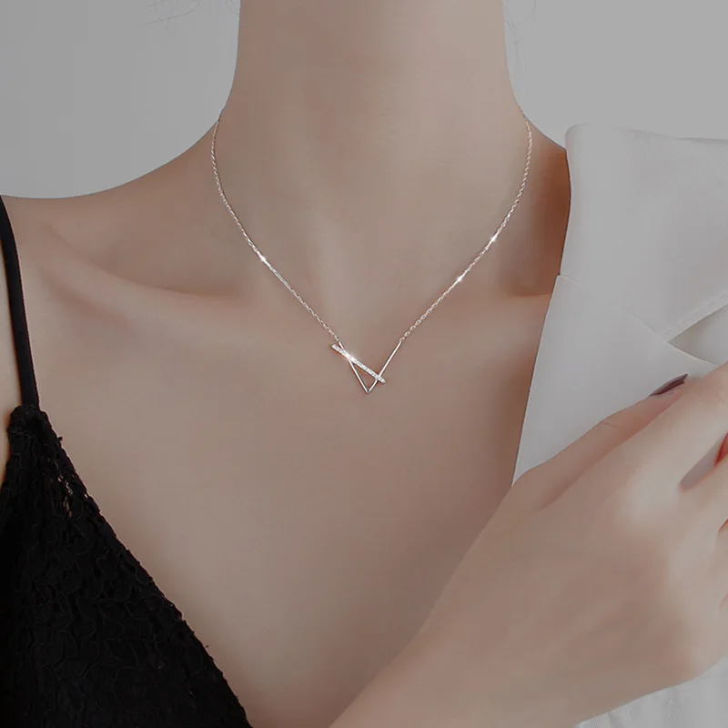 

925 Sterling Silver Crystal Cross Charm Korean Pendant Choker Necklace 2020 Fine Jewelry For Women dz355