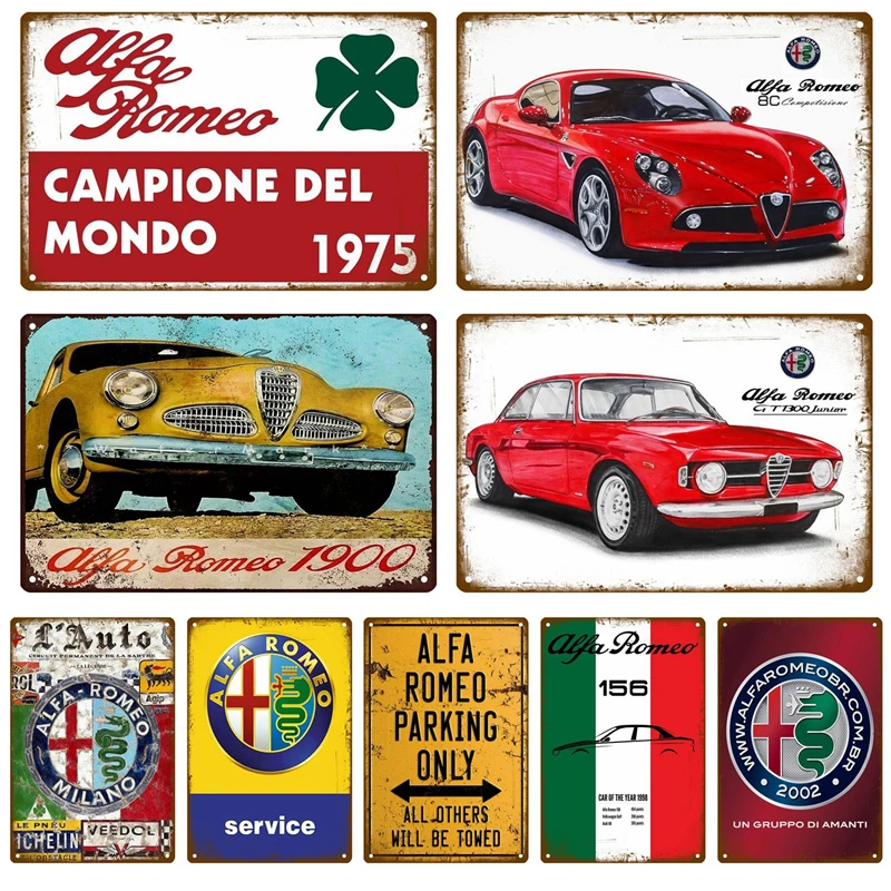 

Retro Alfa Romeo Service Car Metal Sign Tin Sign Garage Plaque Metal Wall Decor Vintage Decor Poster Plates Man Cave Shabby Chic