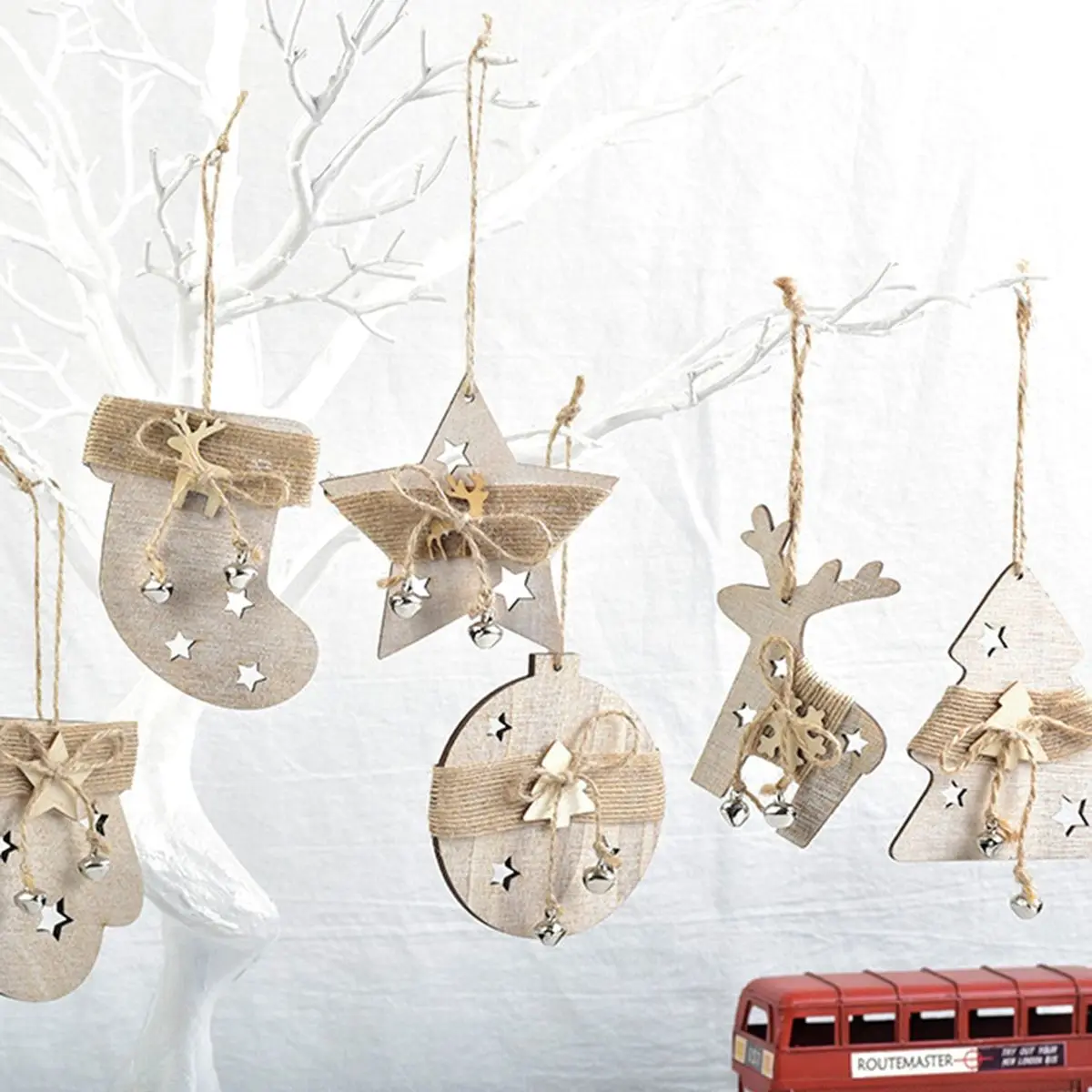 

Wooden Christmas Tree Pendant Five-pointed Star Elk Gloves Socks Charm Christmas Ornaments Scene Decoration Pendant
