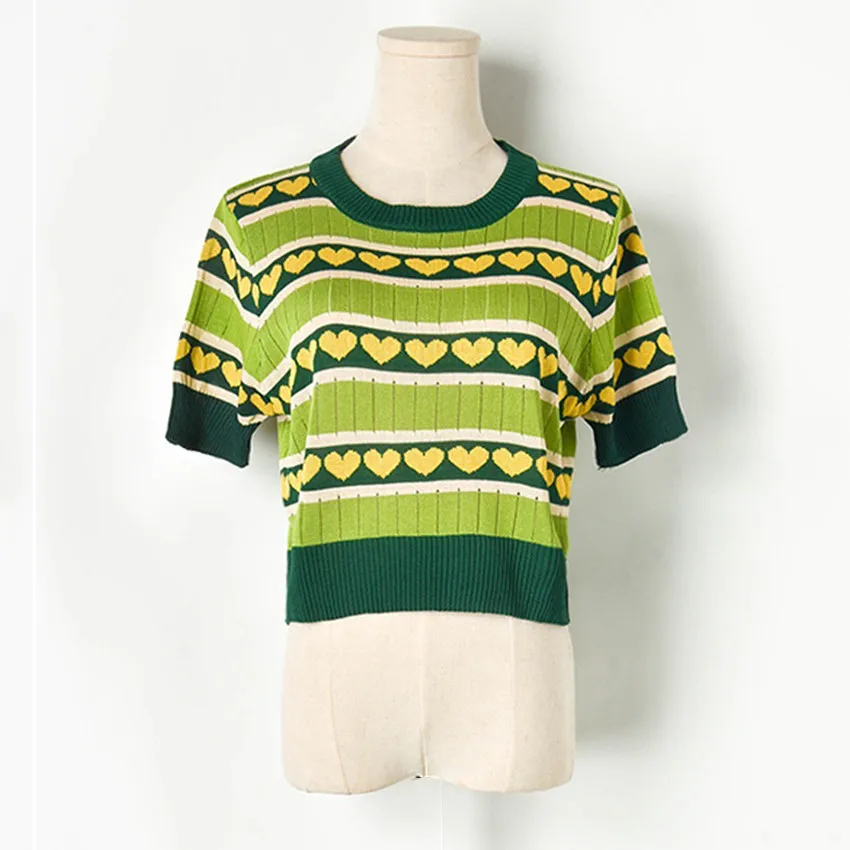 Женский однобортный вязаный кардиган Зеленый жаккардовый свитер с авокадо зима