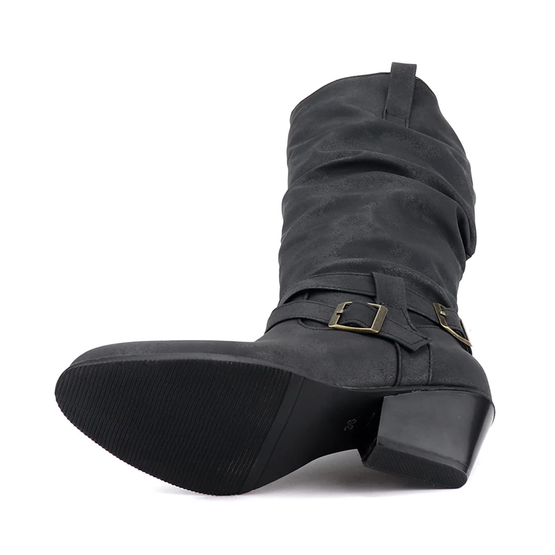 Повседневные стильные сапоги для верховой езды с круглым носком модные
