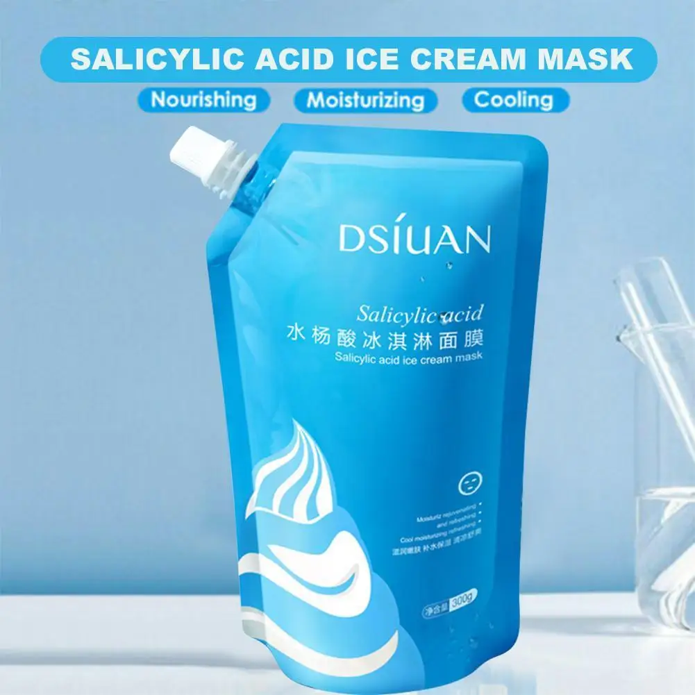 

300ml Salicylic Acid Ice Cream Mask Moisturizing Smear Clean Care Pore Mask Removal Mask Mask Face Blackhead Skin Care Mud F5Q4