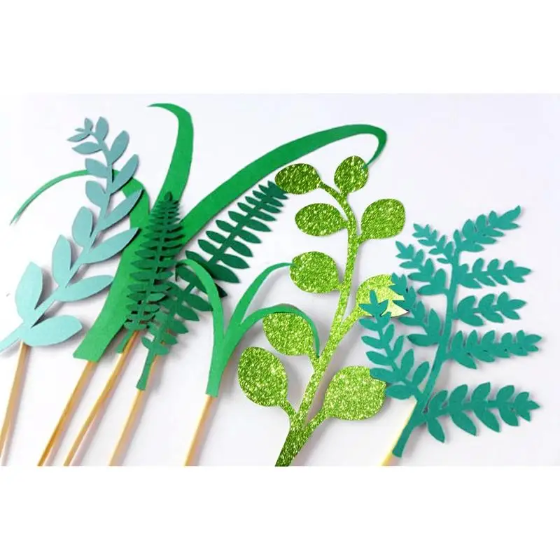 

Green Plant Cake Jungle Kids Birthday Decoration Artificial Grass Leaves Cake Decoration Baby Bath Supplies