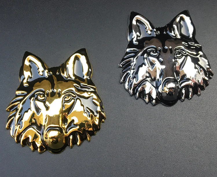 

Wolf Head Chrome Metal Emblem Motorcycle Sticker 3D Wolf Emblem Totem Badge Car Styling for Fiat Bmw Benz Ford Kia Dodge Jeep