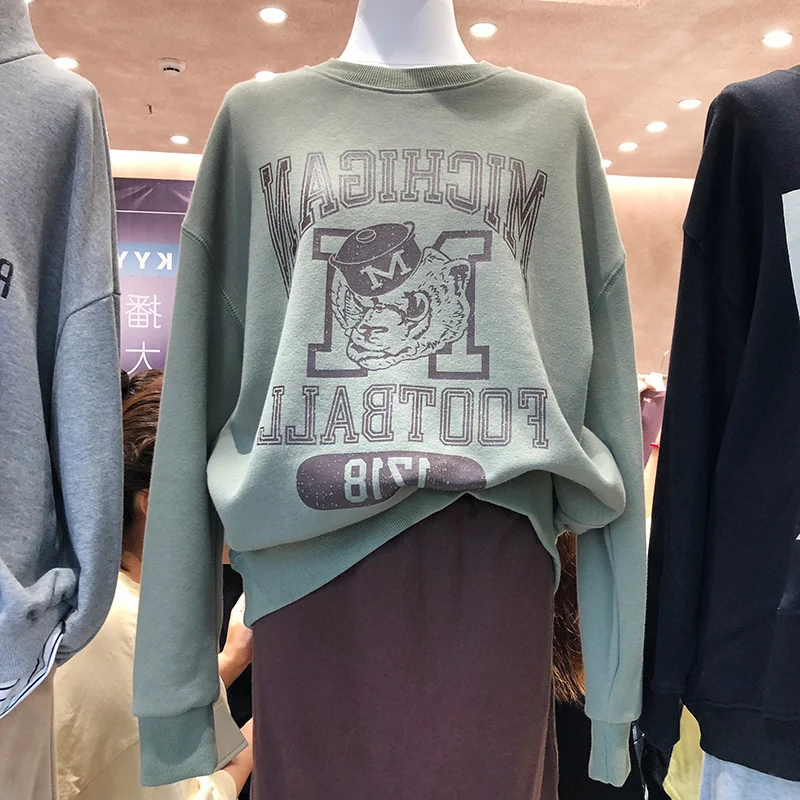 

Американский высокий свитер женский на раннюю весну и осень тонкий свободный Универсальный приталенный Повседневный Топ большого размера ...