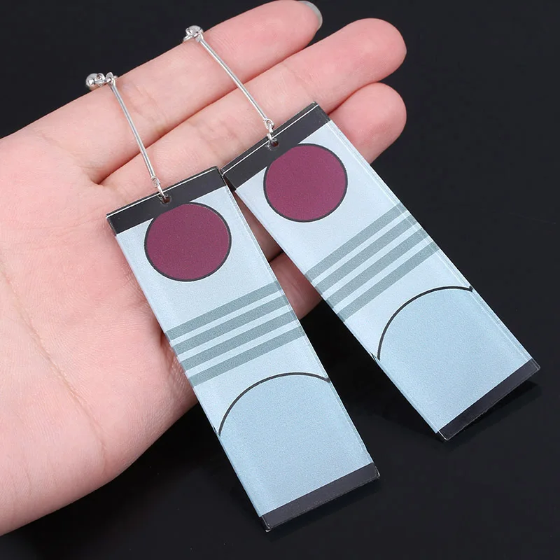 Dropshipping Anime Demon Slayer Cosplay Props Acrylic Earrings Kimetsu no Yaiba Tanjirou Kamado Ear Stud Eardrops Women Men