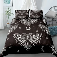 moth skull printing bedding set quilt cover pillow case king skeleton butterfly printing bedroom home furnishing articles suit