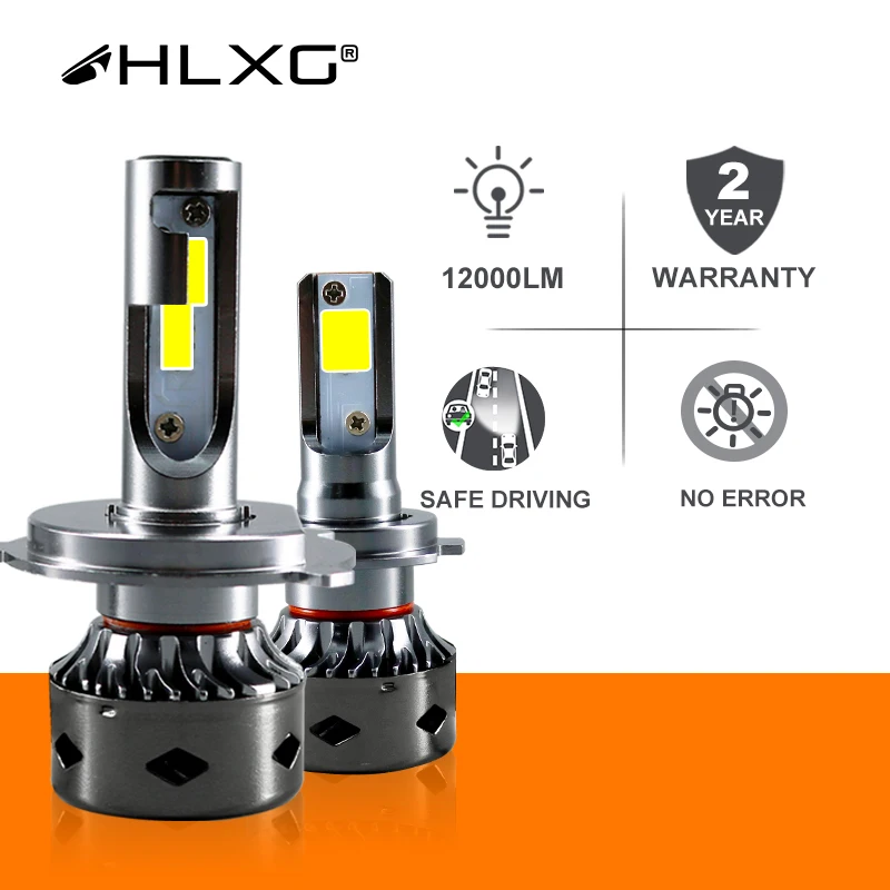 HLXG 12000LM H11 H1 H4 H7 светодиодный комплект Canbus без ошибок автомобильный светильник 6000K