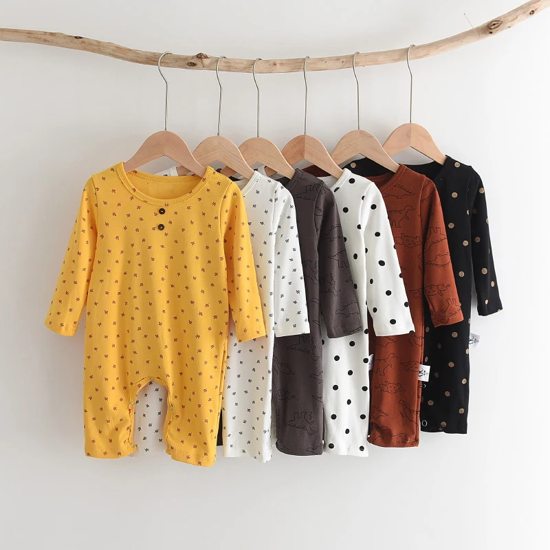 

Baby Boys Girls Casual Rompers Autumn Toddler Unisex Cartoon Polka Dot Clothes Infants Long Sleeve One-Pieces Jumpsuits